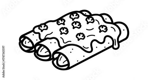 Delicious enchiladas with creamy sauce and toppings a tasty Mexican dish.