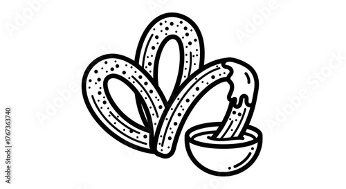 Delicious pretzel with dipping sauce perfect snack for any occasion tasty treat.