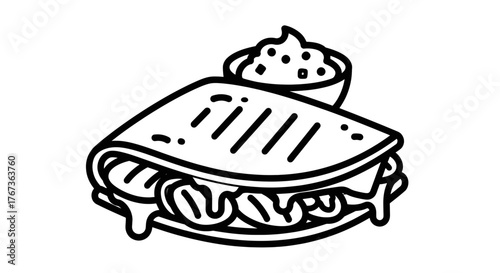 Delicious Quesadilla with a side of salsa a tasty Mexican food.