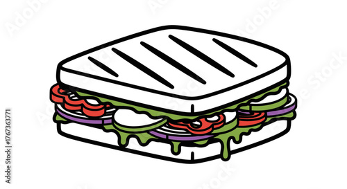 Delicious sandwich with fresh vegetables and bread perfect for lunch or a snack.
