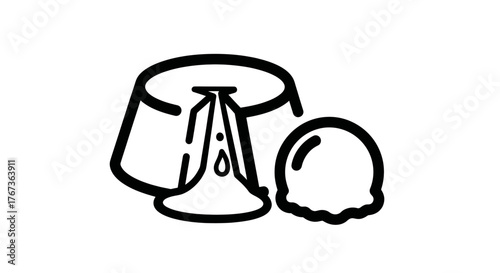 Dessert with a mold and a scoop of ice cream delicious sweet food.