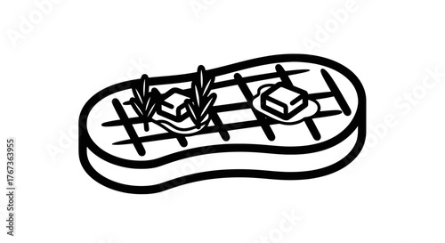 Grilled steak with butter and herbs delicious food culinary delight gourmet meal.