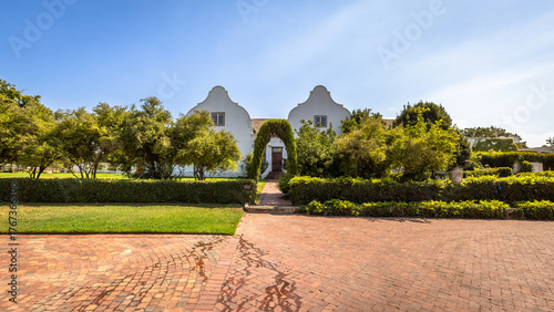 Meerlust Wine Estate, classical Cape Dutch Architecture, Stellenbosch, South africa.