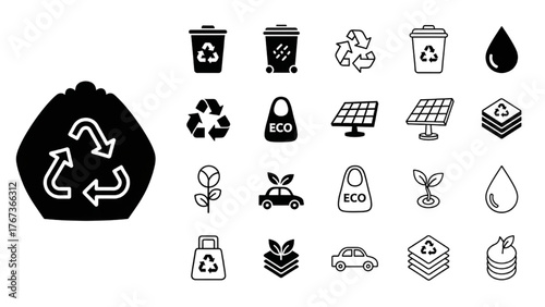 Eco-Friendly Recycling Icons Collection for Environmental Awareness