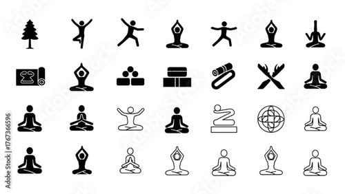 Yoga Poses A Collection of Simplified Black and White Illustrations