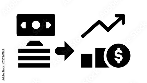 Vector art of visualizing financial transactions and growth a conceptual illustration of money transfer, investment, and economic development