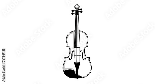A graphic illustration of a violin against a white background with clear details.