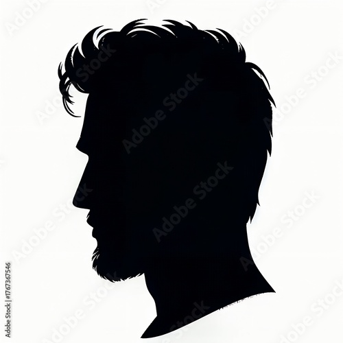 Stylish Man Silhouette Face PNG Cutout, Stylish Male Silhouette PNG Portrait in Black and White.