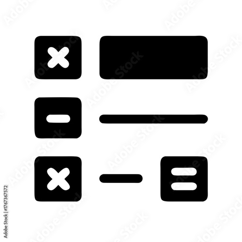 Vector art of calculator icon silhouette featuring addition, subtraction, multiplication, and division symbols, representing mathematical operations and calculations