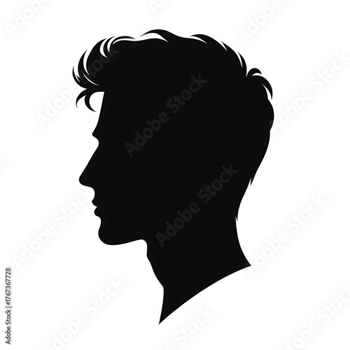 Stylish Man Silhouette Face PNG Cutout, Stylish Male Silhouette PNG Portrait in Black and White.