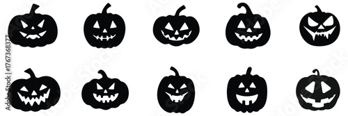 Halloween pumpkin silhouette set