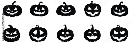 Halloween pumpkin silhouette set