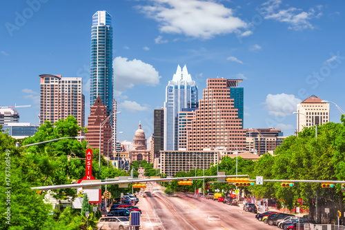 Austin, Texas, USA downtown cityscape on Congress Ave 500