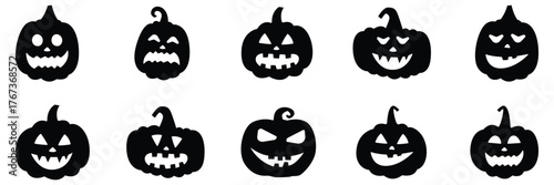 Halloween pumpkin silhouette set