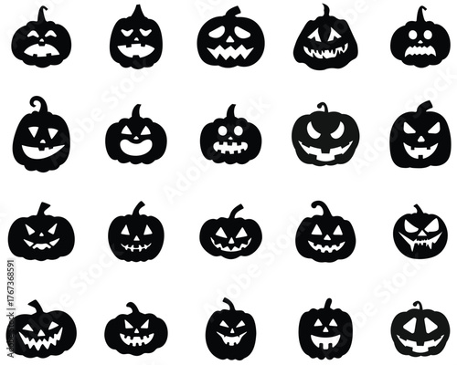 Halloween pumpkin silhouette set