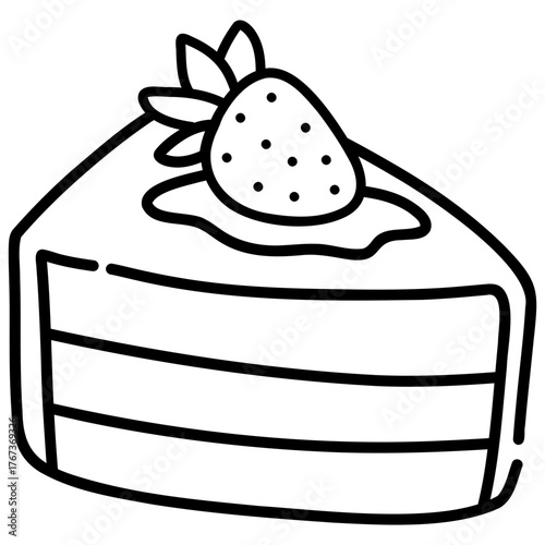 cake with strawberry vector icon