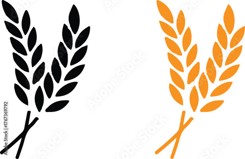 black yellow wheat icon set vector design image