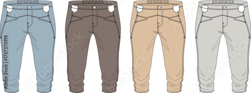 Set of colored sweatpants with front pockets and elasticated cuffs