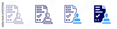 Approval cycle icon in 4 different styles. Thin Line, Line, Bold Line, Duotone. Duotone style. Editable stroke