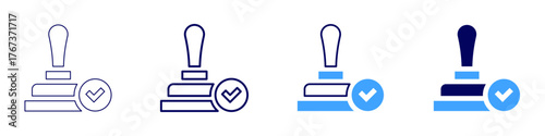 Approval system icon in 4 different styles. Thin Line, Line, Bold Line, Duotone. Duotone style. Editable stroke