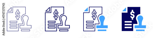 Attendance approval icon in 4 different styles. Thin Line, Line, Bold Line, Duotone. Duotone style. Editable stroke