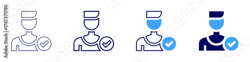 Employee approval icon in 4 different styles. Thin Line, Line, Bold Line, Duotone. Duotone style. Editable stroke