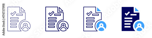 Timecard approval icon in 4 different styles. Thin Line, Line, Bold Line, Duotone. Duotone style. Editable stroke