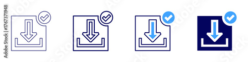 Training approval icon in 4 different styles. Thin Line, Line, Bold Line, Duotone. Duotone style. Editable stroke
