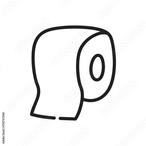 Toilet tissue paper roll icon linear silhouette on white background.