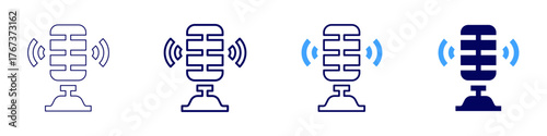 Research podcast icon in 4 different styles. Thin Line, Line, Bold Line, Duotone. Duotone style. Editable stroke