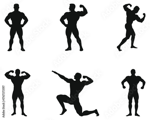 Male Bodybuilder Silhouette Set
