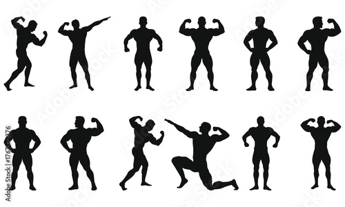 Male Bodybuilder Silhouette Set