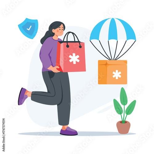 Online medicine delivery service and healthcare logistics concept vector