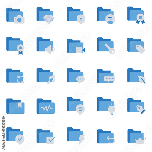 Blue color icons set for Archive folder
