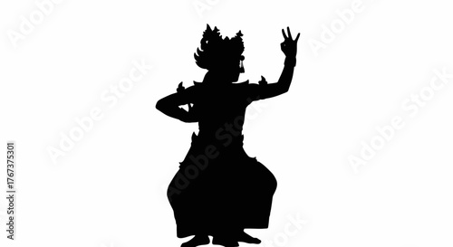 Dramatic shadow portrayal of balinese dancer depicting cultural heritage and tradition