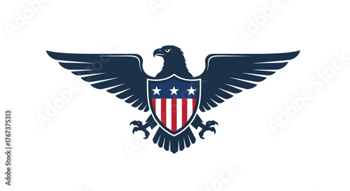 Iconic American Eagle Symbol with Stars and Stripes Shield for Patriotic Designs