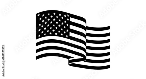 Monochrome American Flag Vector Graphic Representing Patriotism and Independence