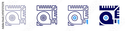 Measure depth icon in 4 different styles. Thin Line, Line, Bold Line, Duotone. Duotone style. Editable stroke