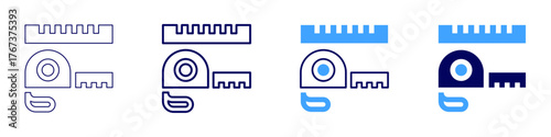 Measure distance icon in 4 different styles. Thin Line, Line, Bold Line, Duotone. Duotone style. Editable stroke