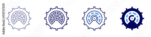 Measure flatness icon in 4 different styles. Thin Line, Line, Bold Line, Duotone. Duotone style. Editable stroke