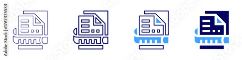 Measure hardness icon in 4 different styles. Thin Line, Line, Bold Line, Duotone. Duotone style. Editable stroke
