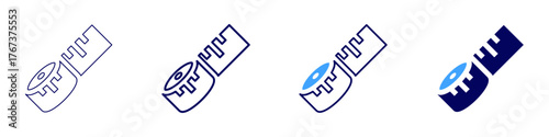 Measure height icon in 4 different styles. Thin Line, Line, Bold Line, Duotone. Duotone style. Editable stroke