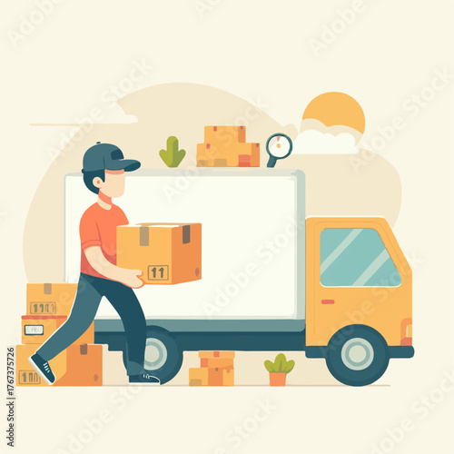 delivery man with boxes