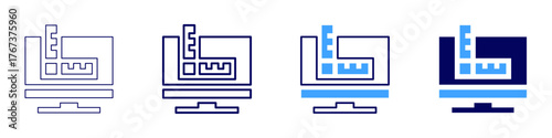 Measure metric icon in 4 different styles. Thin Line, Line, Bold Line, Duotone. Duotone style. Editable stroke