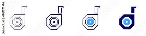Measure output icon in 4 different styles. Thin Line, Line, Bold Line, Duotone. Duotone style. Editable stroke