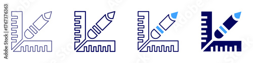 Measure validity icon in 4 different styles. Thin Line, Line, Bold Line, Duotone. Duotone style. Editable stroke