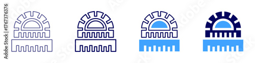 Measure variance icon in 4 different styles. Thin Line, Line, Bold Line, Duotone. Duotone style. Editable stroke