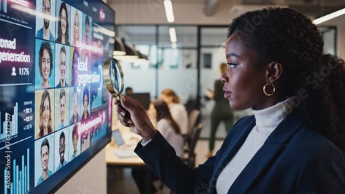 51_Businessman holding magnifying glass targeting specific audience or customer group representing marketing strategy customer segmentation lead generation recruitment process and business 35297028 1