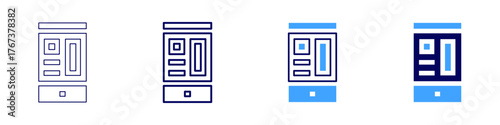 Budget app icon in 4 different styles. Thin Line, Line, Bold Line, Duotone. Duotone style. Editable stroke