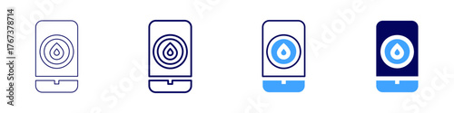 Step counter app icon in 4 different styles. Thin Line, Line, Bold Line, Duotone. Duotone style. Editable stroke